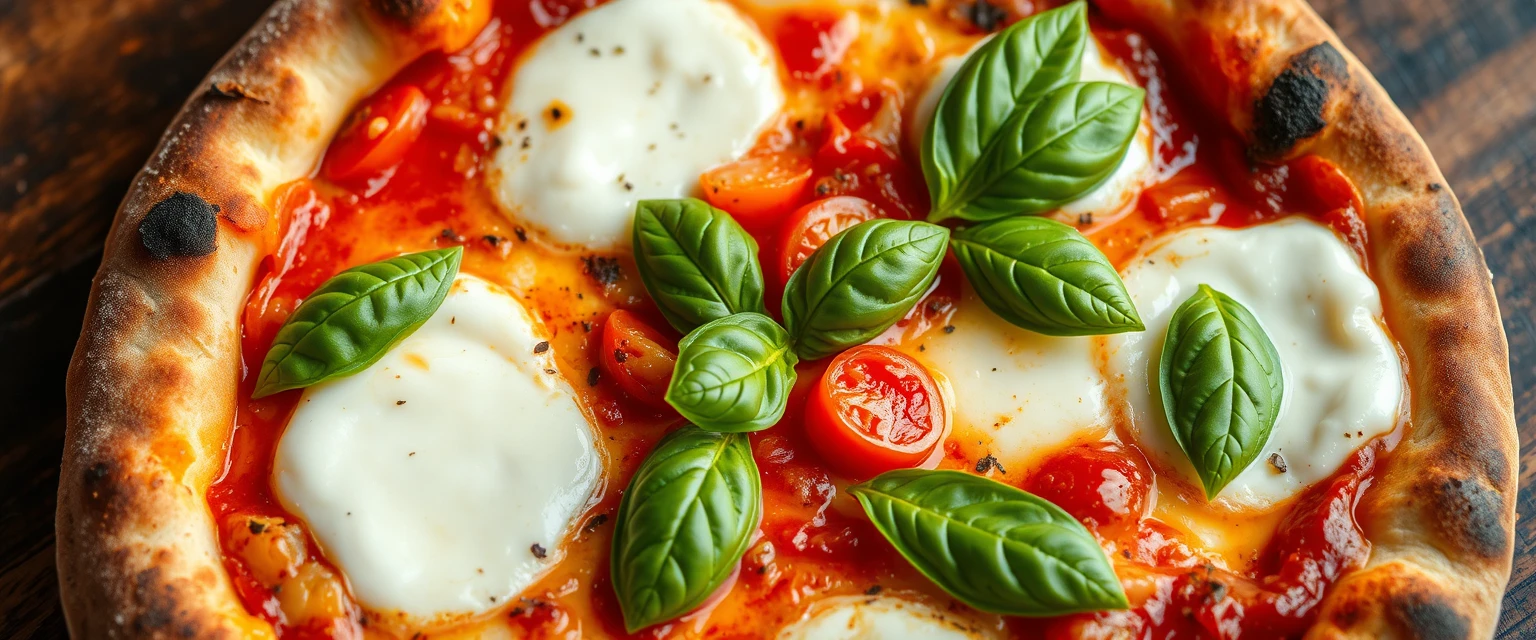 Classic Margherita pizza with mozzarella and basil